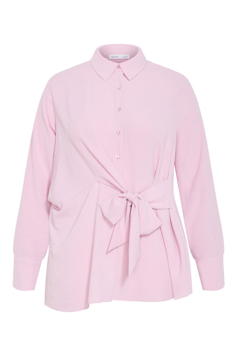 Telia Tie Waist Button-Up Shirt, Alternate, color, SOFT PINK