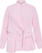 City Chic Telia Tie Waist Button-Up Shirt