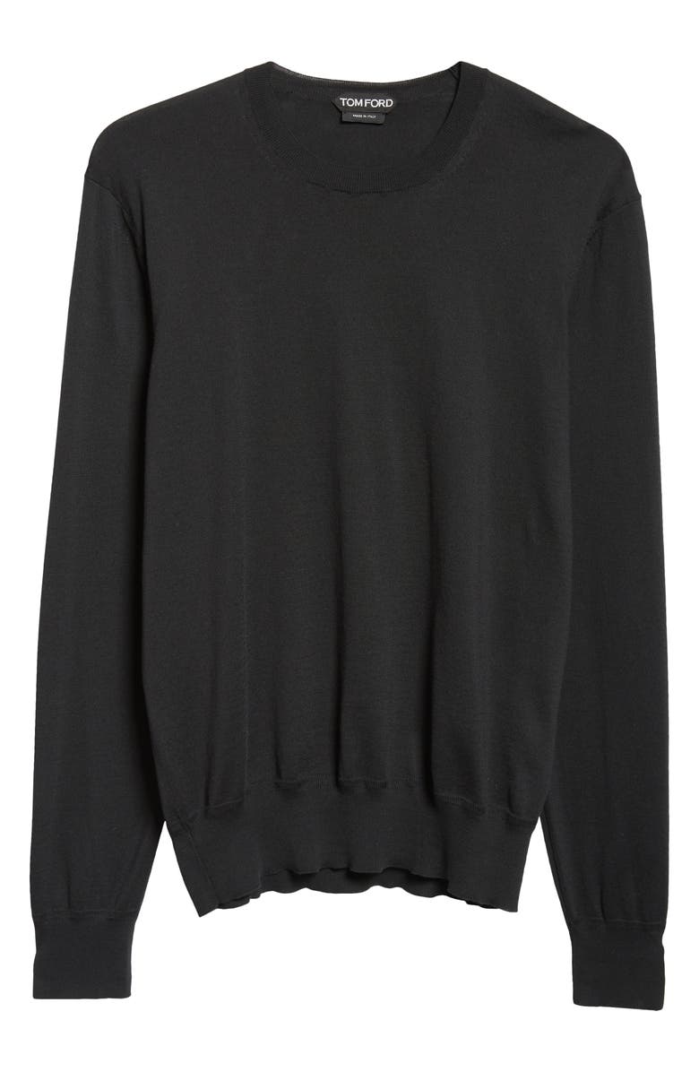 TOM FORD Cotton Crewneck Sweater, Alternate, color, Black