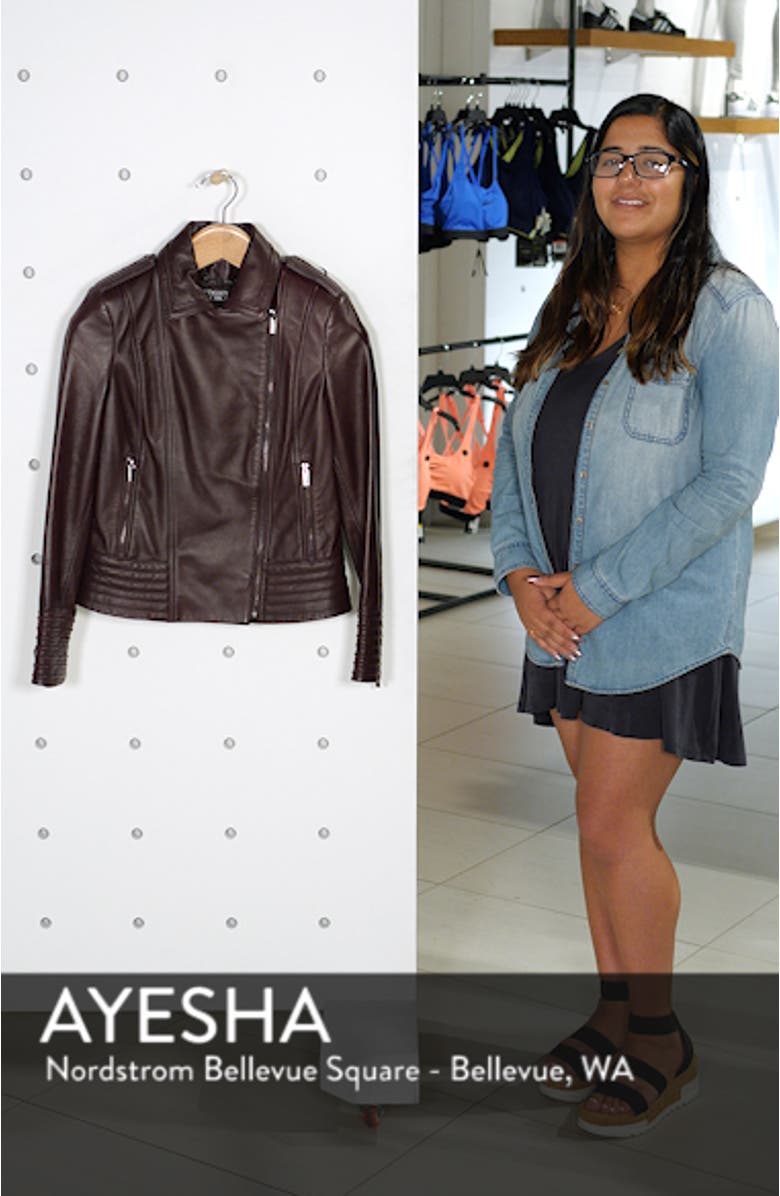 Badgley Mischka Gia Leather Biker Jacket, sales video thumbnail