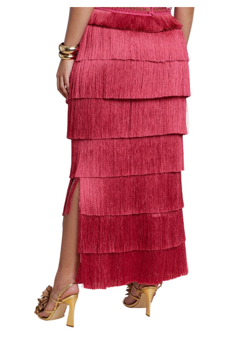 Patbo X Eloquii Fringe Column Maxi Skirt, Alternate, color, BRIGHT ROSE