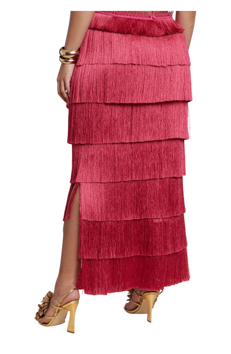 ELOQUII Patbo X Eloquii Fringe Column Maxi Skirt, Alternate, color, Bright Rose