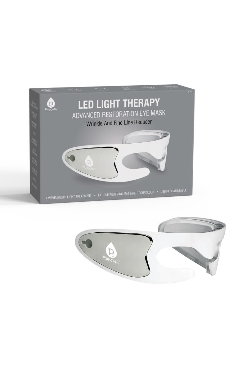 PURSONIC LED Light Therapy Advanced Restoration Eye Mask - Anti-Aging, Collagen-Boosting, At-Home Treatment, Main, color, White