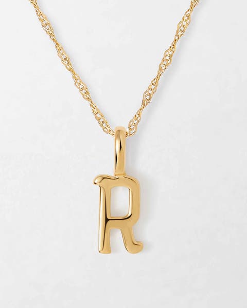 Solid Gold Initial Necklace