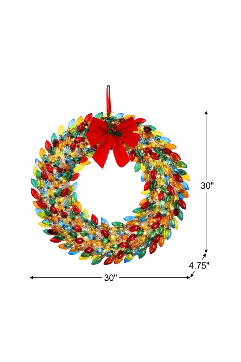 30 in. Retro C9 Bulb Wreath, Alternate, color, Multicolor