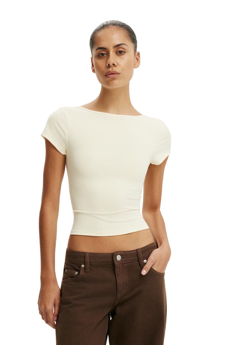 Women's Hold Me Scoop Back Tee, Main, color, Vanilla Glow