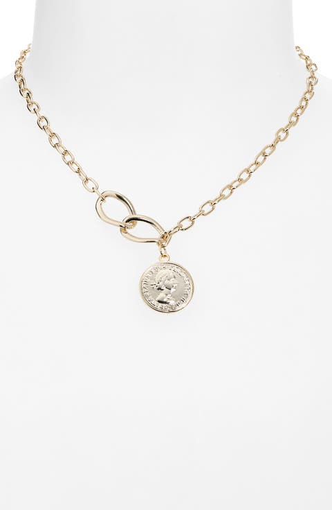 Coin Link Pendant Necklace