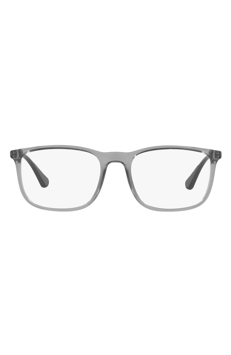 Emporio Armani 53mm Pillow Optical Glasses, Main, color, Shiny Grey / Demo Lens