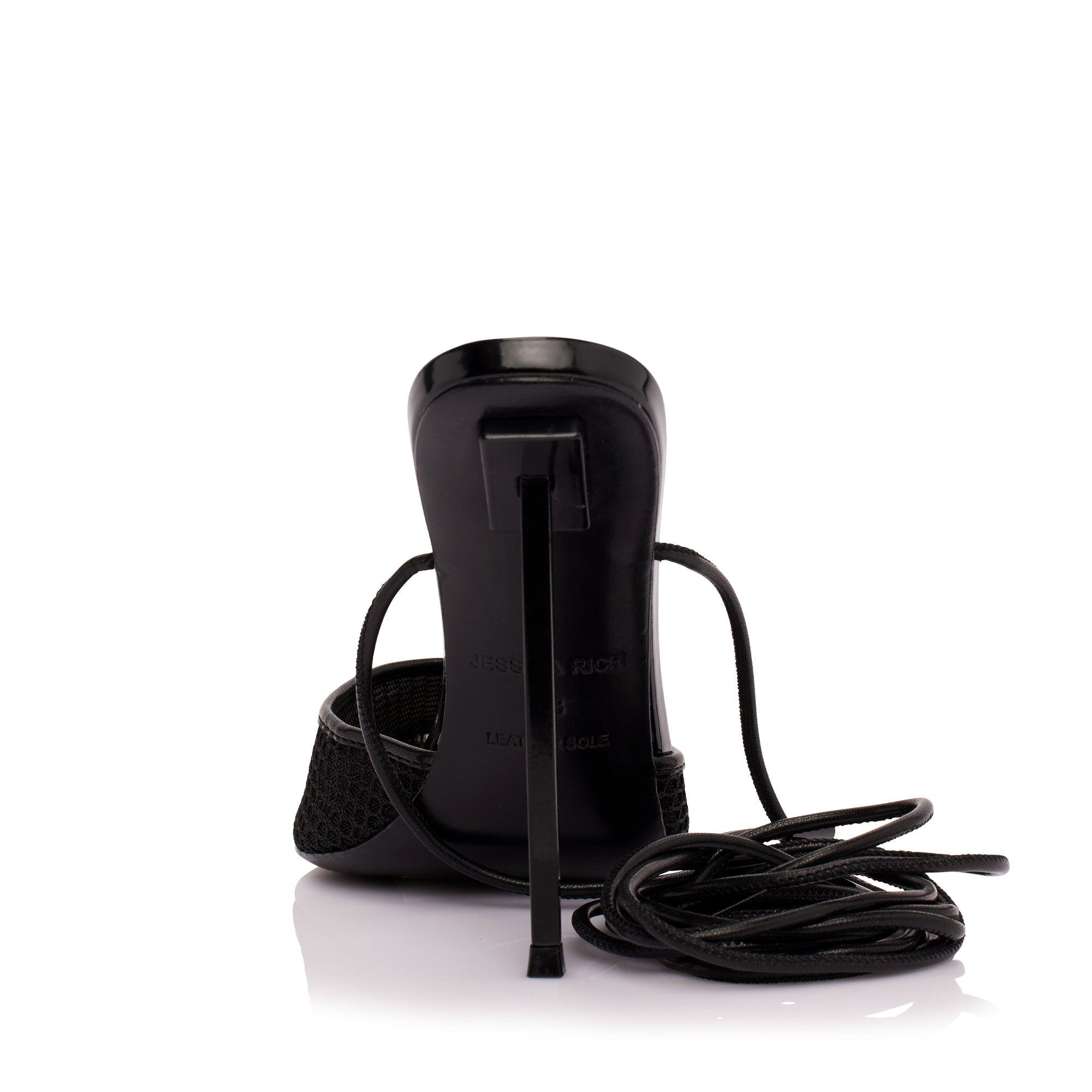 JESSICA RICH A fresh take on the Jessica Rich strappy sandal - the Exotic Stiletto combines our classic stiletto heel and sexy lace-up straps with a pointed toe made of soft, breathable, perforated mesh., Alternate, color, Noir