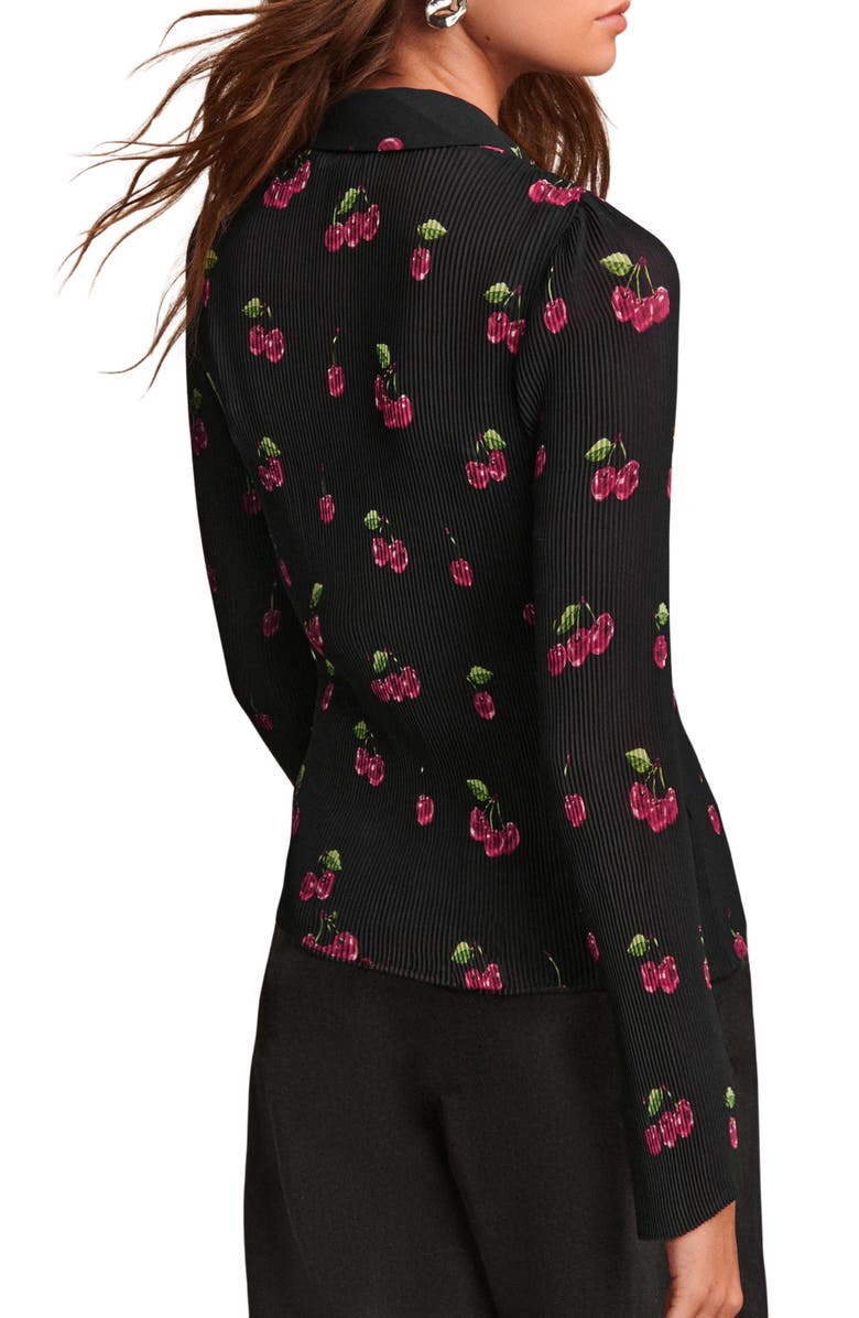 NEXT Cherry Print Plissé Shirt, Alternate, color, Black