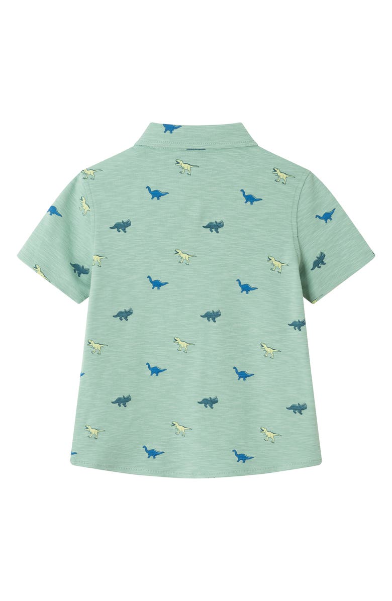 Andy & Evan Kids' Dino Print Short Sleeve Knit Button-Up Shirt & Drawstring Shorts Set, Alternate, color, 
