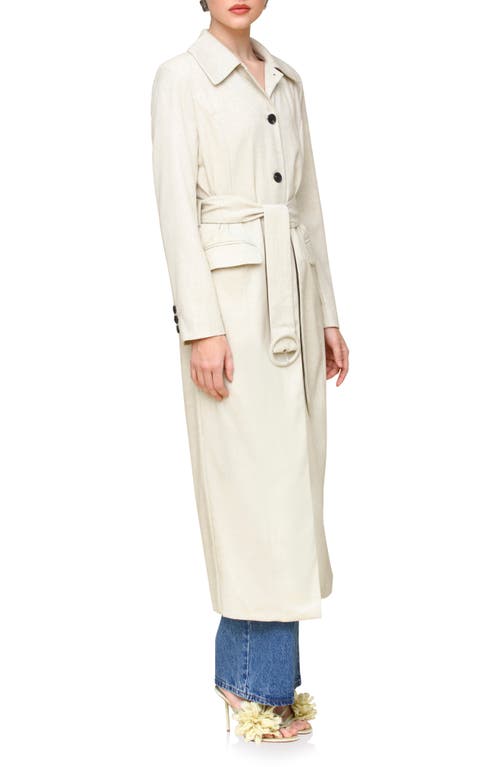 Avec Les Filles Cutaway Belted Coat In Melange Bone