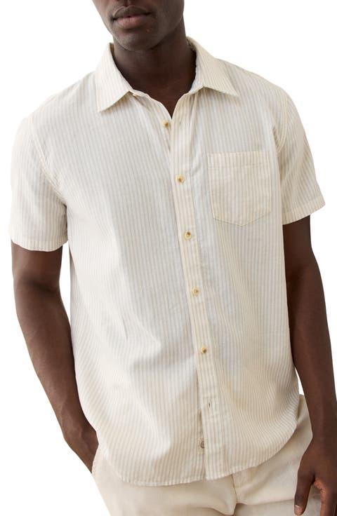 Better-Than-Linen Stripe Short Sleeve Button-Up Shirt