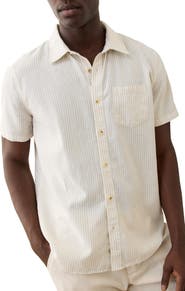 Marine Layer Better-Than-Linen Stripe Short Sleeve Button-Up Shirt