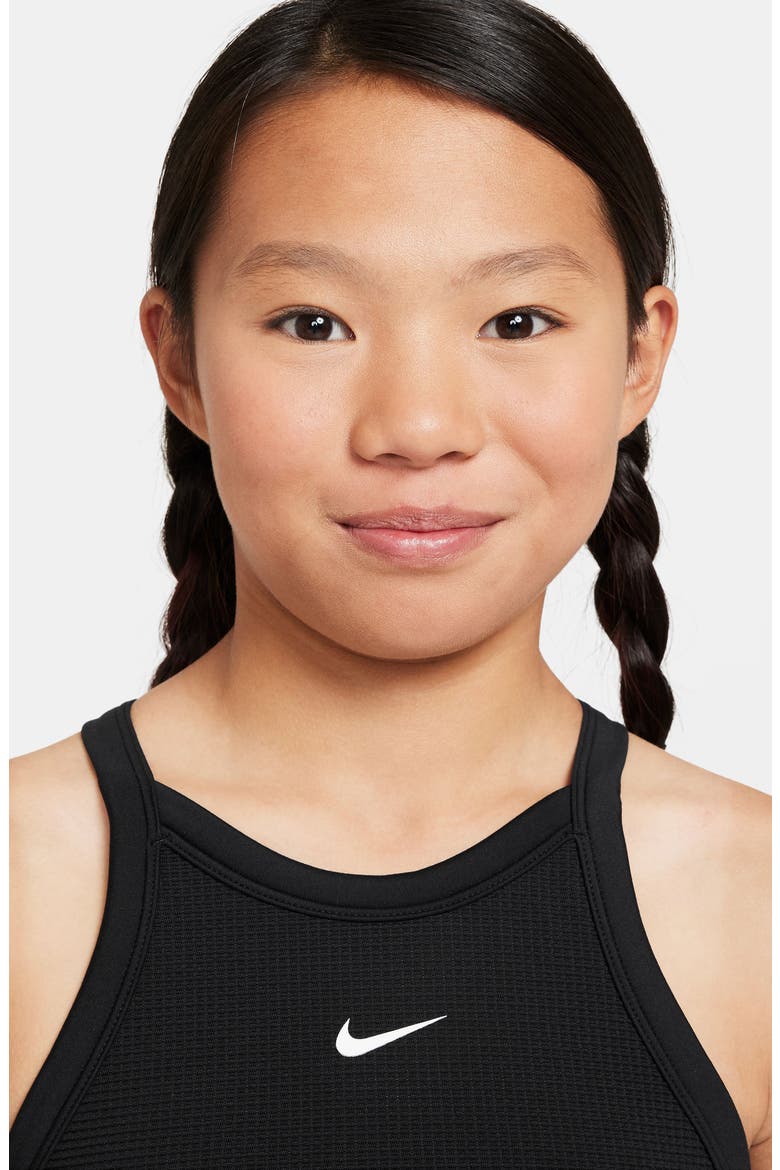 Kids' Dri-FIT High Neck Racerback Tank, Alternate, color, BLACK/ WHITE