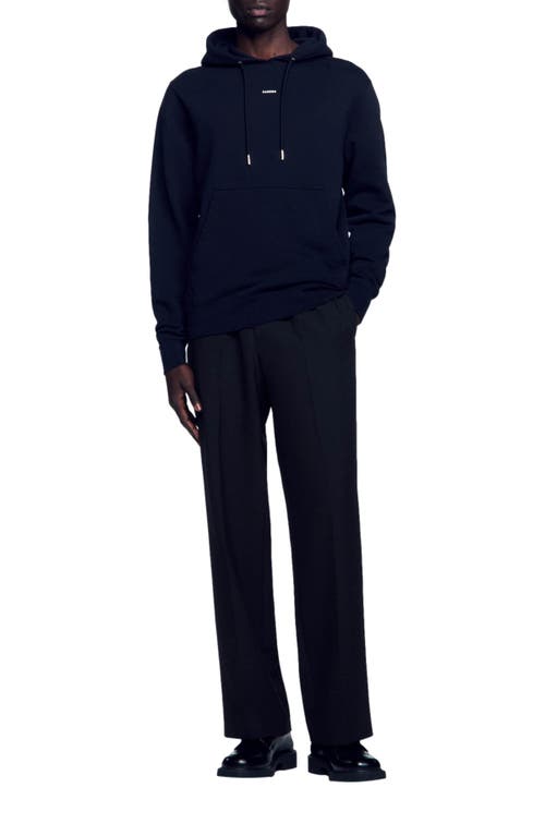 Sandro Organic Cotton Embroidered Hoodie In Black