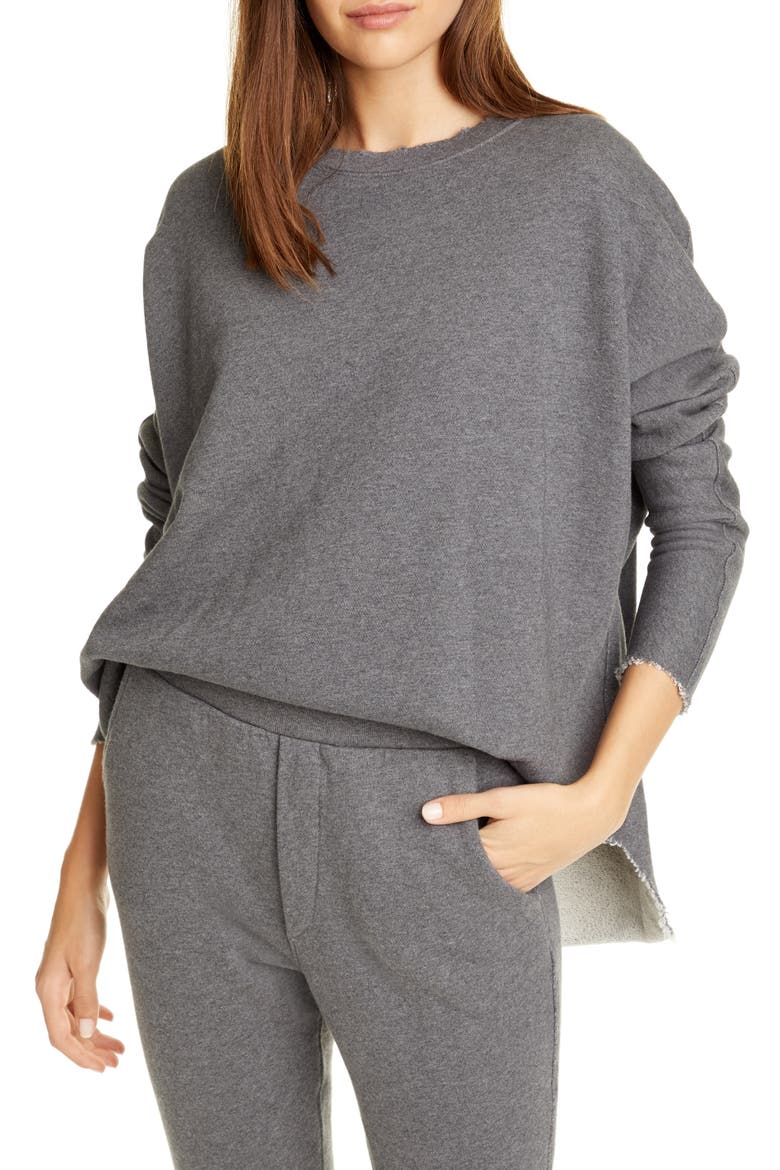 Anna Long Sleeve Capelet Sweatshirt, Main, color, DARK GREY MELANGE