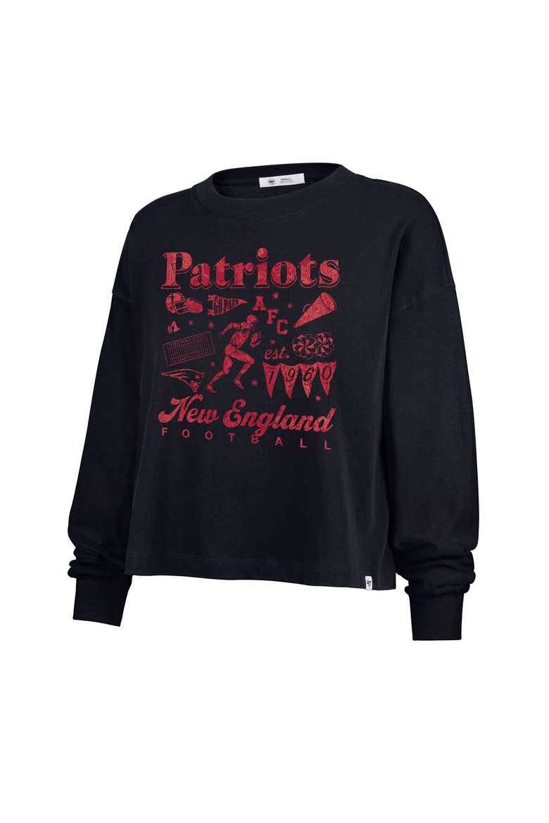 Women's '47 Navy New England Patriots Team Collage Sydney Long Sleeve T-Shirt, Alternate, color, Navy