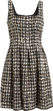 Vince Camuto Sequin Bouclé Fit & Flare Dress