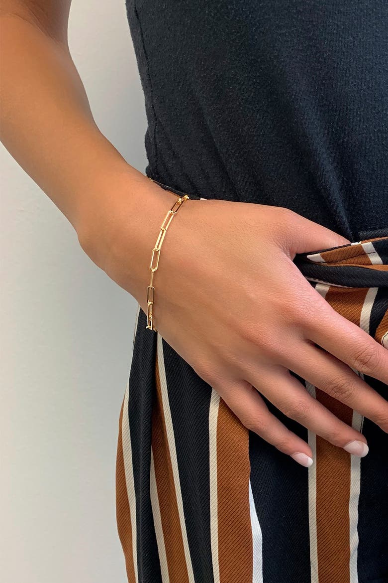 14K Gold Plated Sterling Silver Delicate Link Bracelet, Alternate, color, GOLD