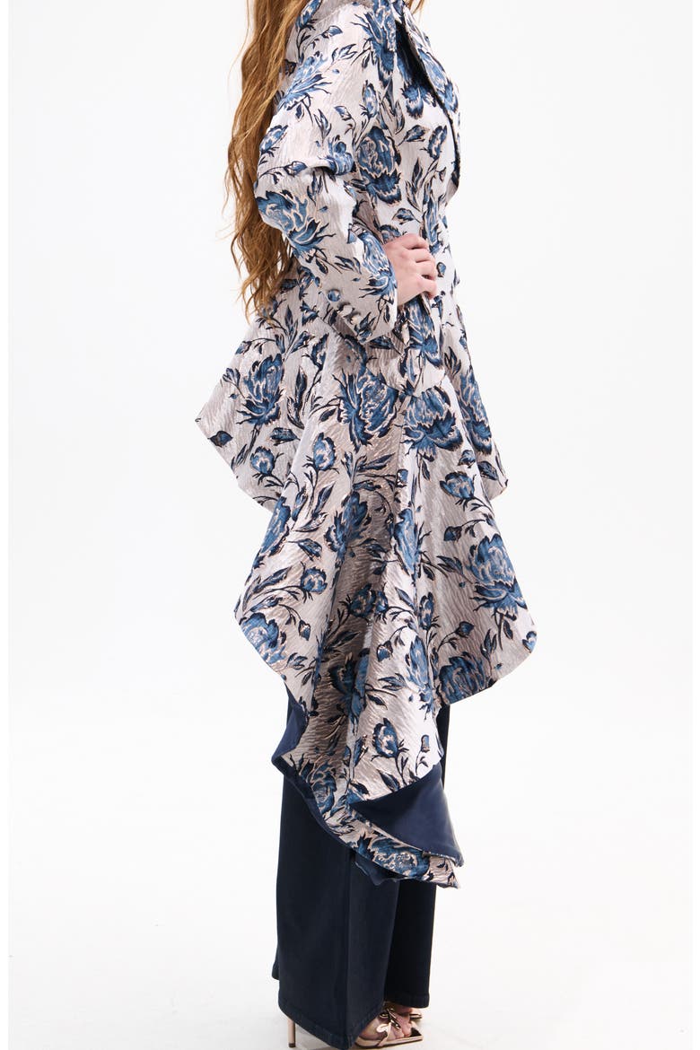 Metallic Floral Jacquard Asymmetric Statement Blazer, Alternate, color, BEIGE MULTI