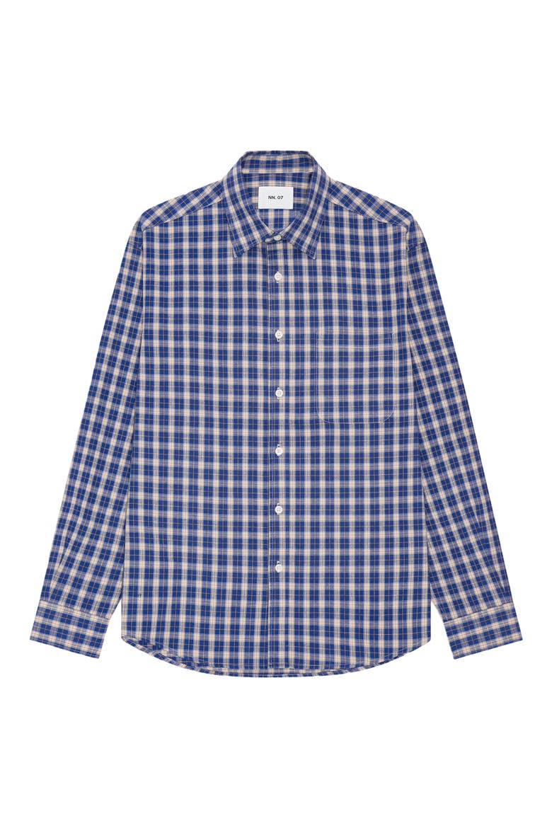 Deon 5465 Organic Cotton Button-Up Shirt, Alternate, color, COBALT CHECK