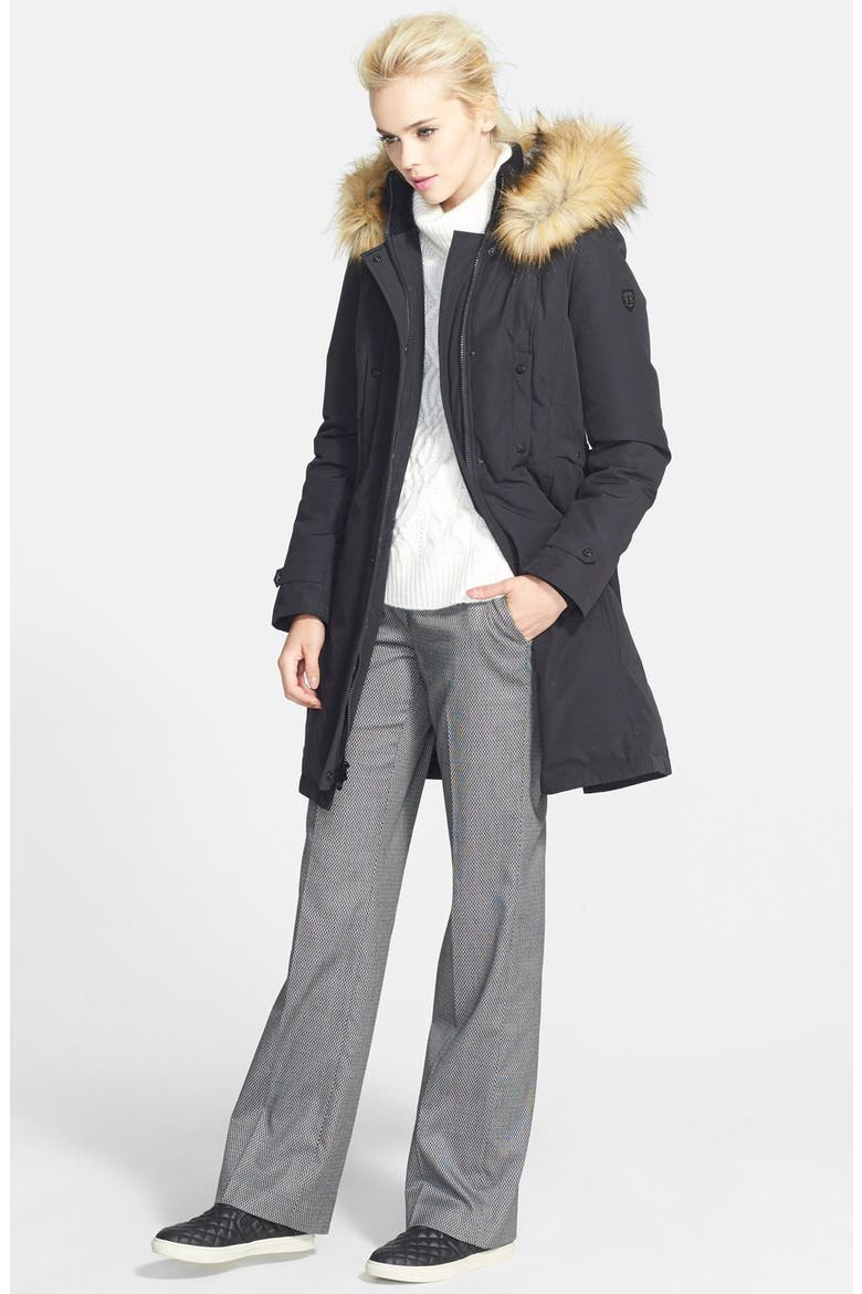 'Taylor' Contrast Waist Print Suit Pants, Alternate, color, BLACK- CREAM TEXTURE