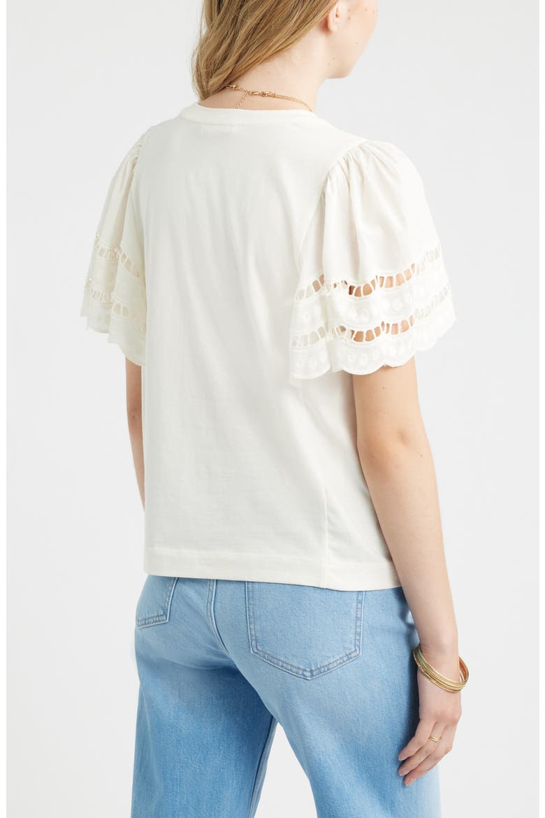 Flutter Sleeve Eyelet Top, Alternate, color, IVORY EGRET