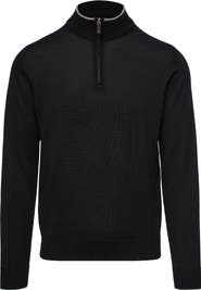 Emanuel Berg Light Gauge High Neck Quarter Zip Merino Wool Sweater