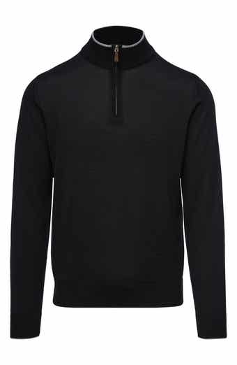 Emanuel Berg Light Gauge High Neck Quarter Zip Merino Wool Sweater