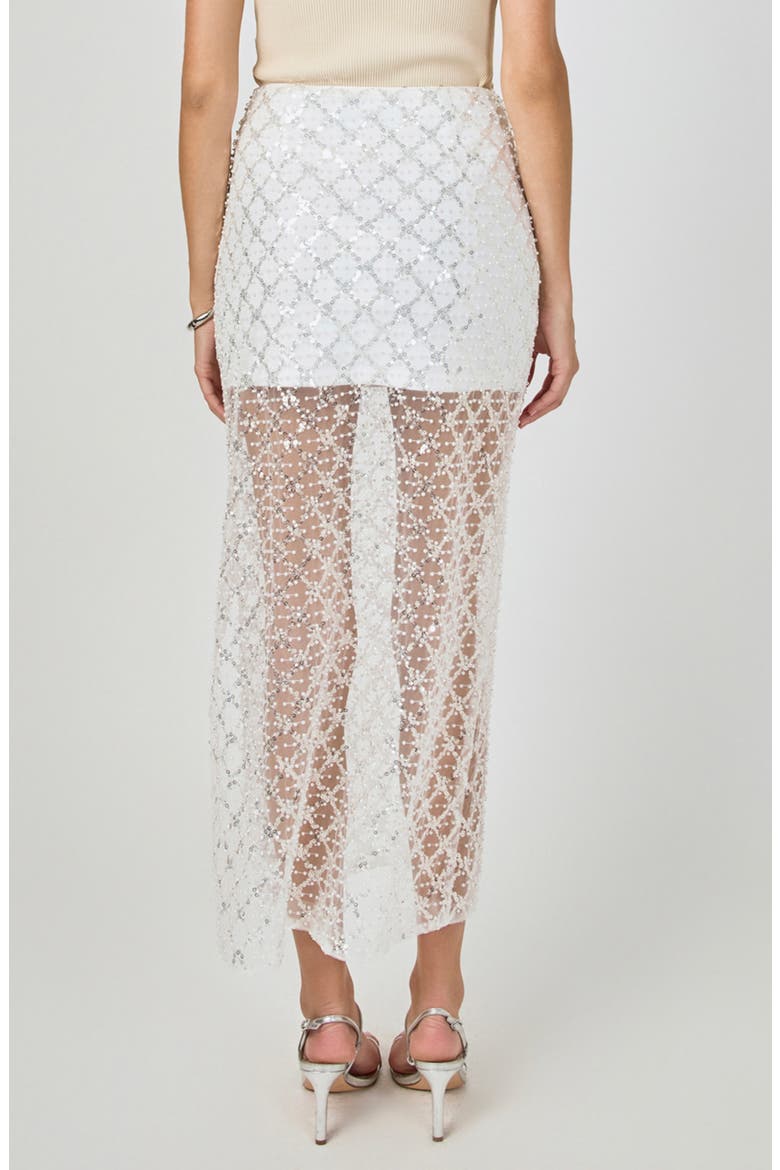 Embellished Mesh Maxi Skirt, Alternate, color, WHITE