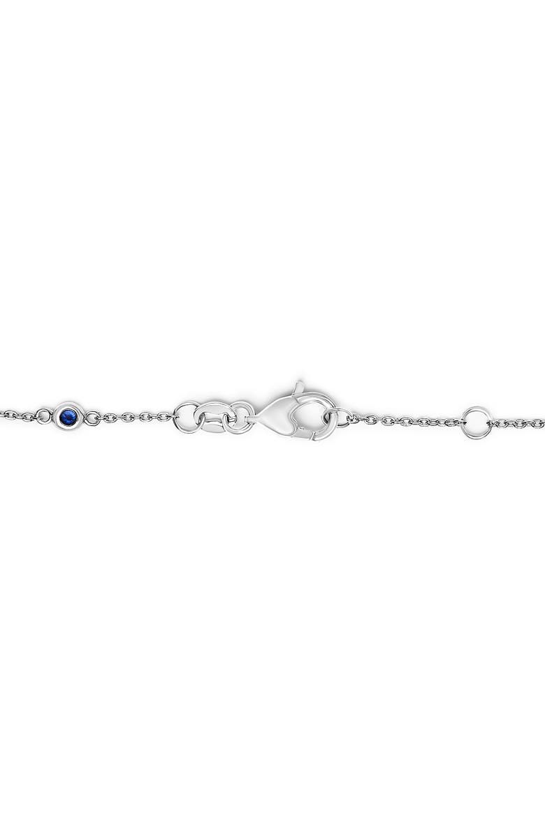 14K White Gold Blue Sapphire and White Diamond Bezel Station Chain Bracelet, Alternate, color, White