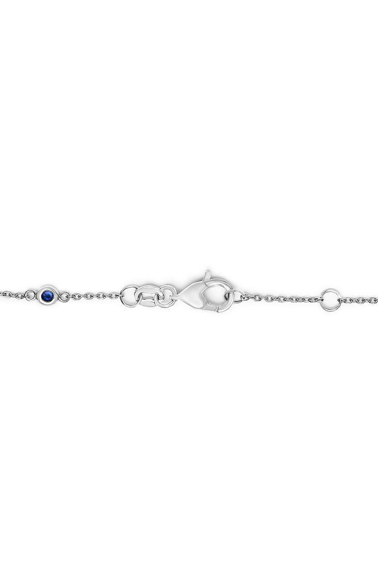 Haus of Brilliance 14K White Gold Blue Sapphire and White Diamond Bezel Station Chain Bracelet, Alternate, color, White