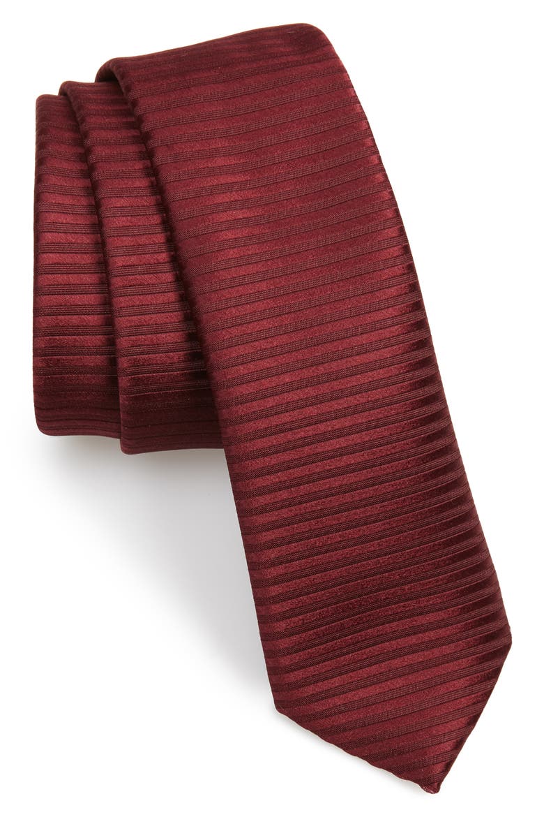 Solid Silk Tie, Main, color, BURGUNDY