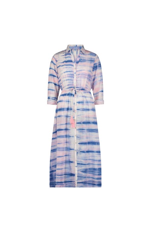 Mer St. Barth Button Front Shirtdress Rose Lapis Blue Shibori In Pink
