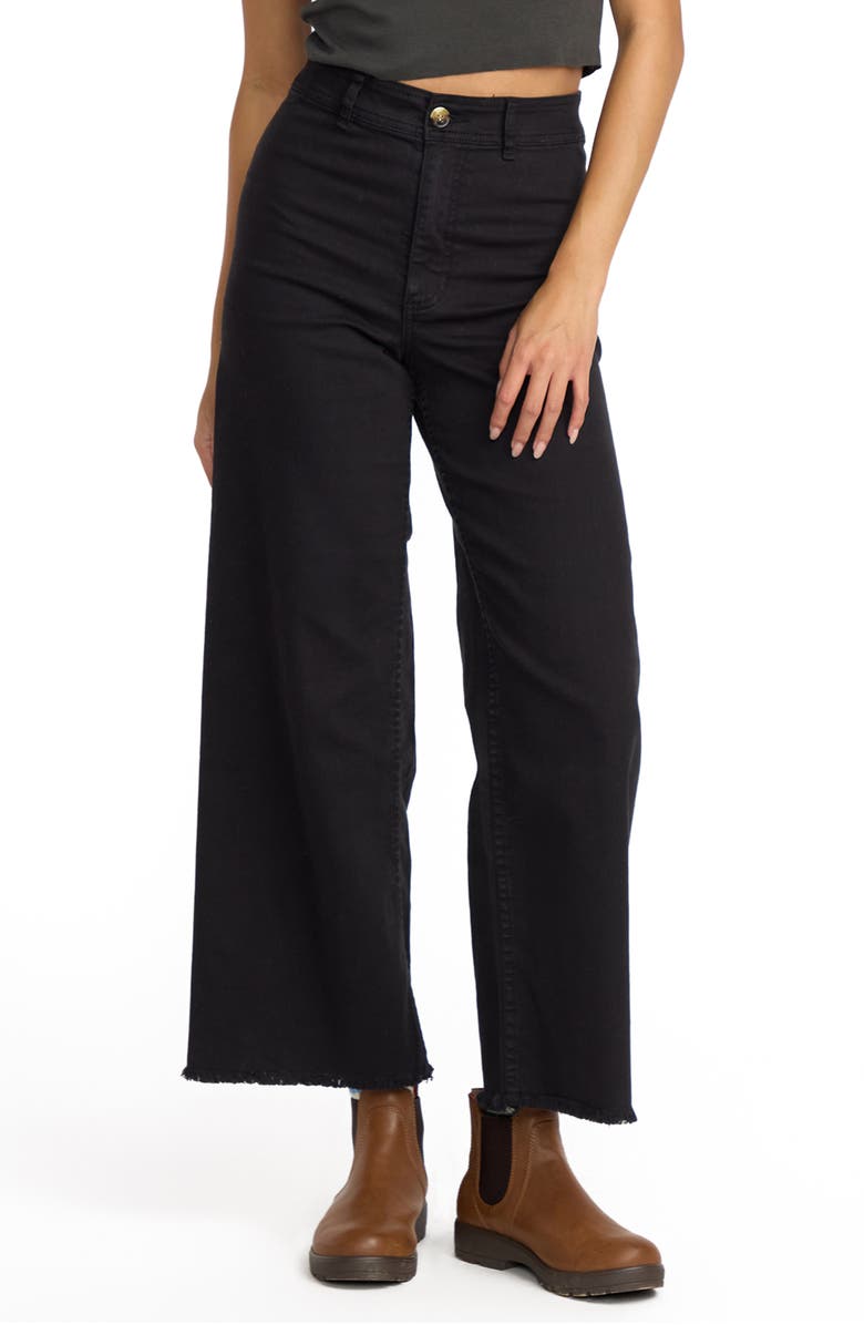 Billabong Free Fall Stretch Crop Wide Leg Pants, Main, color, Black