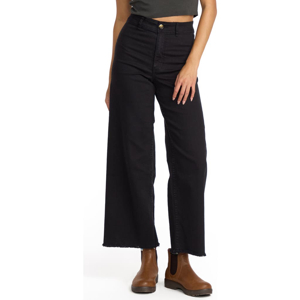 Billabong Free Fall Stretch Crop Wide Leg Jeans In Black