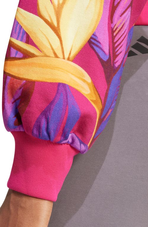 Adidas X Farm Rio X Farm Rio Cotton Graphic Hoodie In Bold Pink/yellow/fuchsia