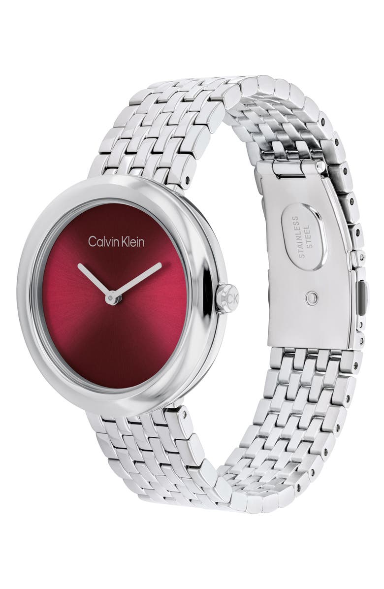 Calvin Klein Twisted Bezel Sunray Bracelet Watch, 34mm, Alternate, color, Rasberry