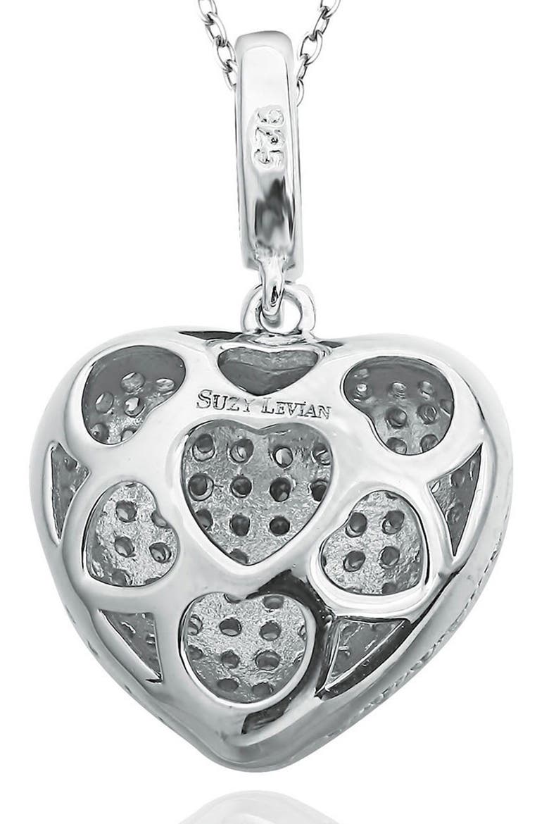 CZ Pavé Heart Pendant Necklace, Alternate, color, WHITE
