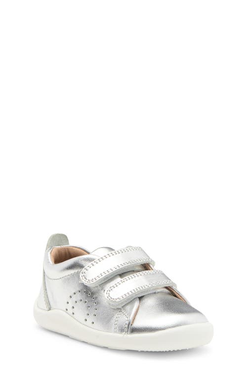 OLD SOLES Kids' Metallic Leather Sneaker in Silver 