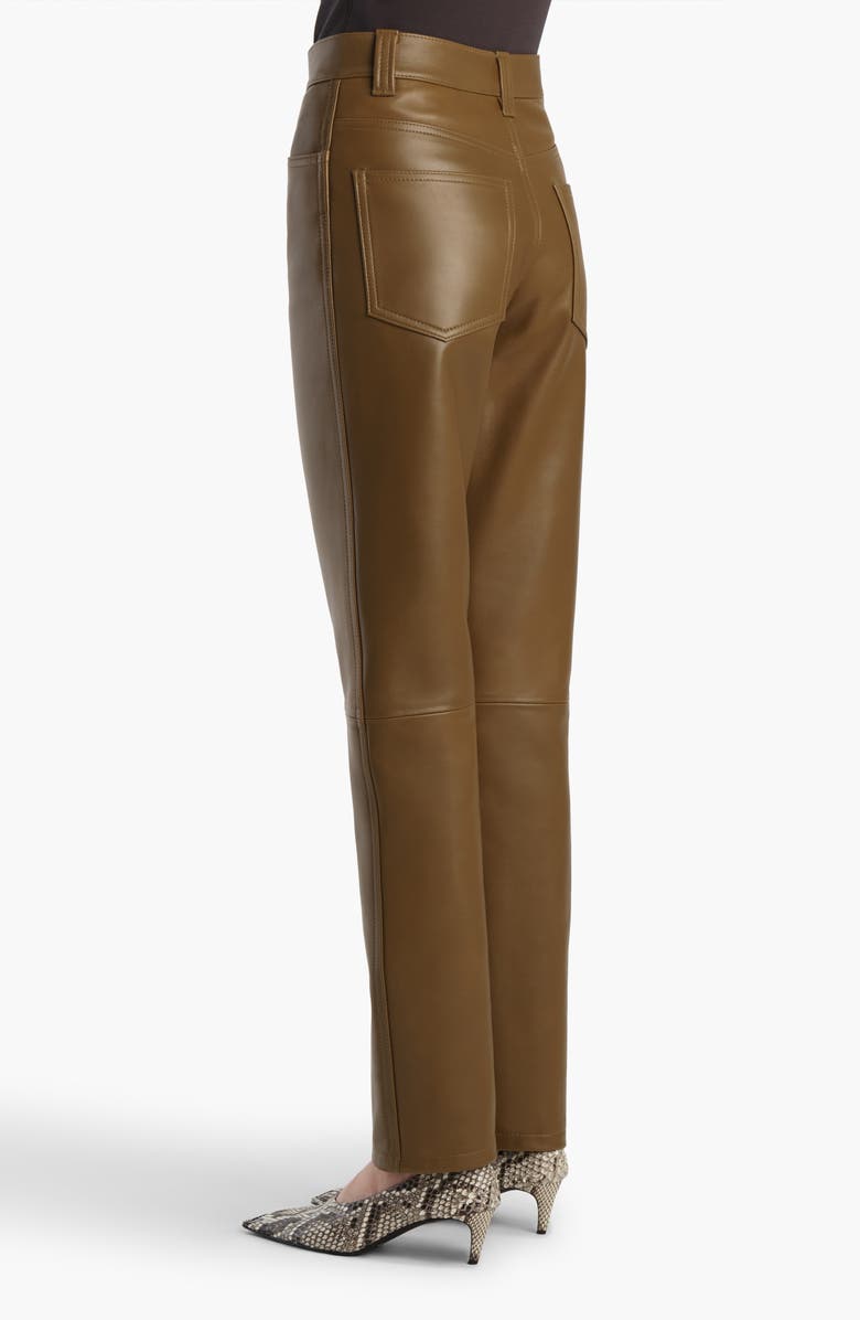 Khaite Callum Tapered Lambskin Leather Pants, Alternate, color, Dark Olive