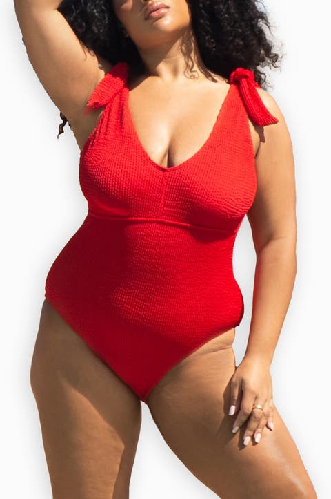 Sculpted Crinkle Tie Strap Swimsuit
