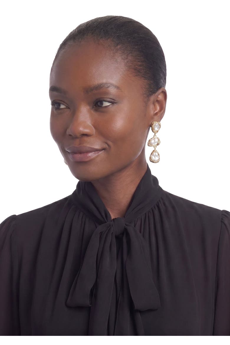 Aiza Organic Pearl Drop Earrings, Alternate, color, Gold