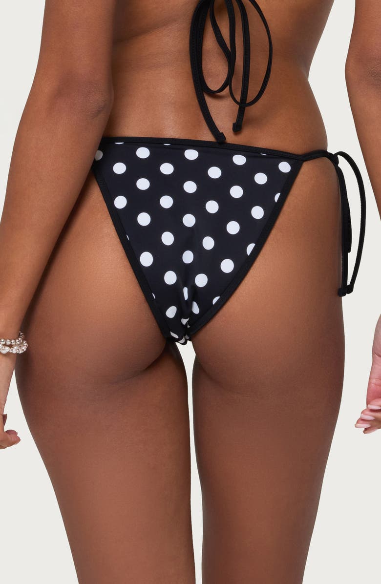 EDIKTED Tora Polka Dot Tie Side Reversible Bikini Bottoms, Alternate, color, Black/ White