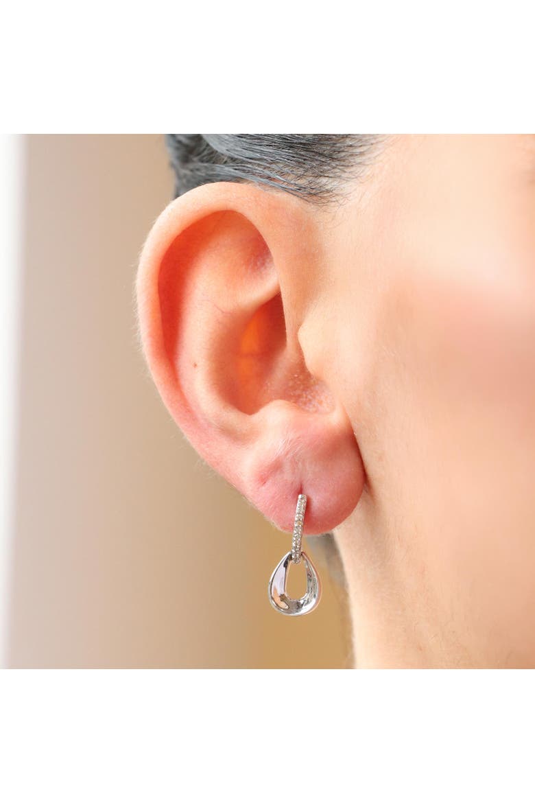Diamond Pear Screw Back Drop Earrings, Alternate, color, Sterling Silver
