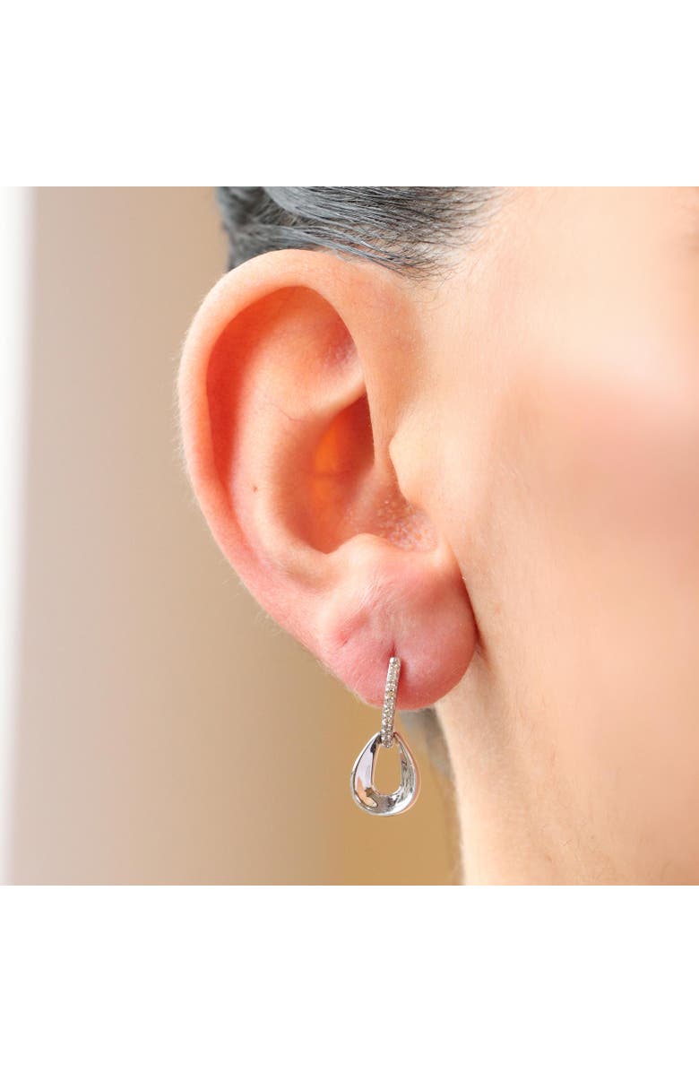 The Lovery Fine Jewelry Diamond Pear Screw Back Drop Earrings, Alternate, color, Sterling Silver