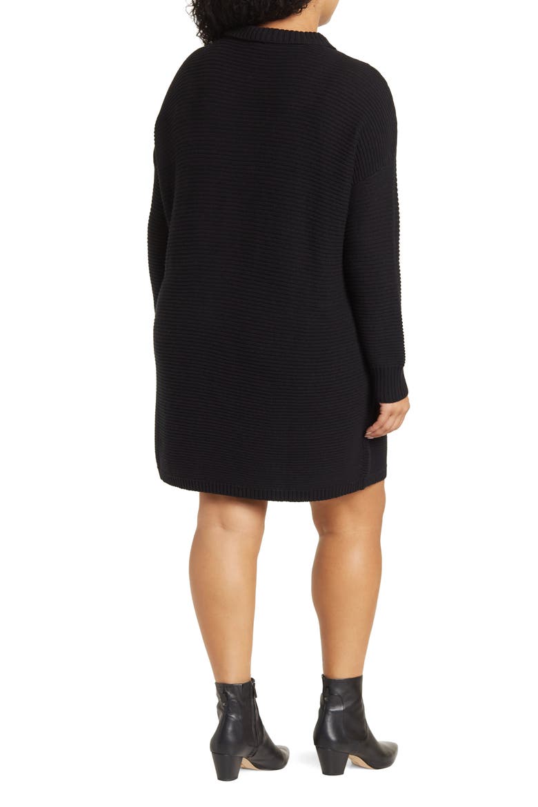 Mock Neck Mini Sweater Dress, Alternate, color, BLACK