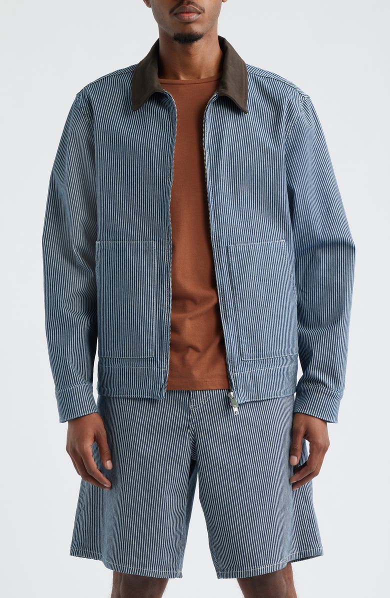 Les Deux Robert Stripe Jacket, Main, color, Dark Navy