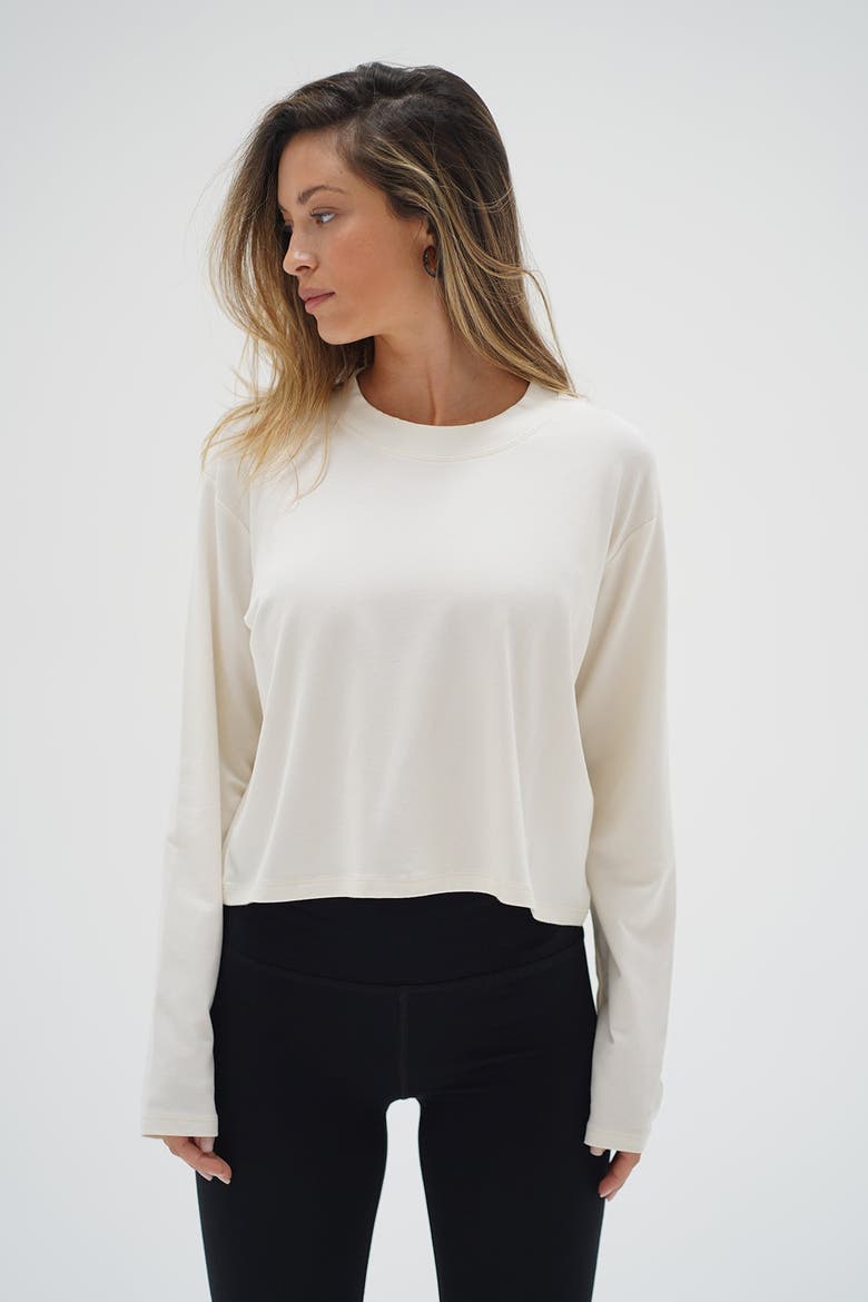 Ava Spandex Jersey Long Sleeve, Main, color, Egret